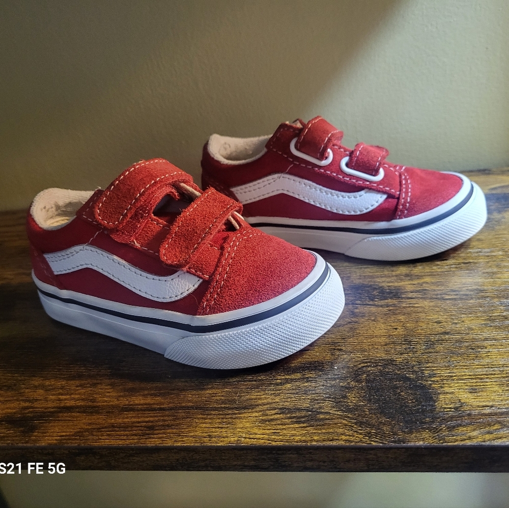 Vans Red and White Toddler Sneakers